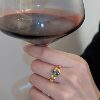 Leidy S925 silver plated real gold lake green star fall vintage 3 carat niche high-end temperament versatile ring for women