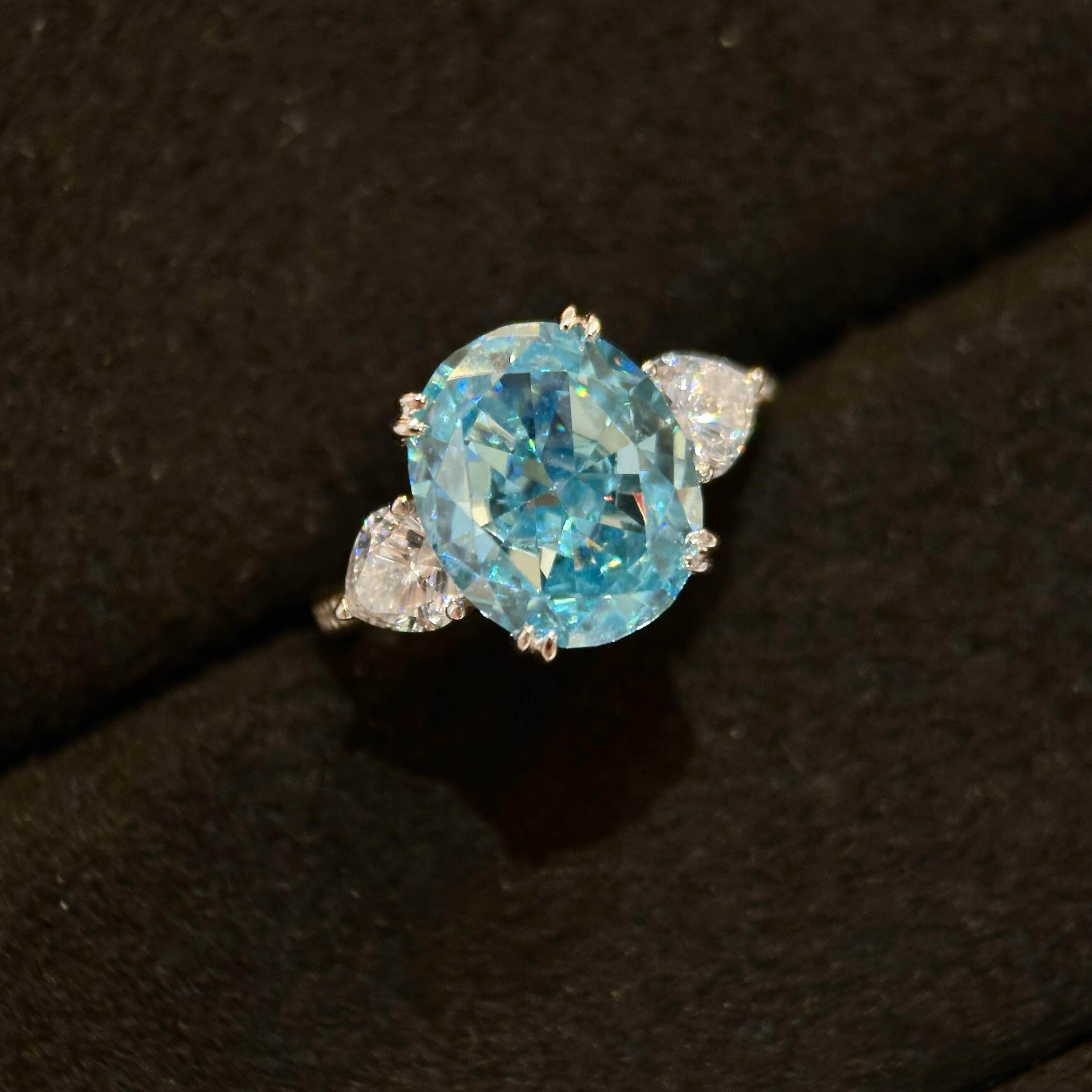 蕾迪【冰蓝绮梦】海蓝宝色10*12鸽子蛋s925银镀金戒指女气质高级,淘宝优惠券,粉丝福利购,淘宝优惠卷