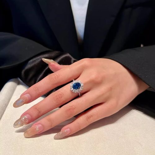 蕾迪高定s925银雏菊款椭圆鸽子蛋戒指重工款经典款 - 图2