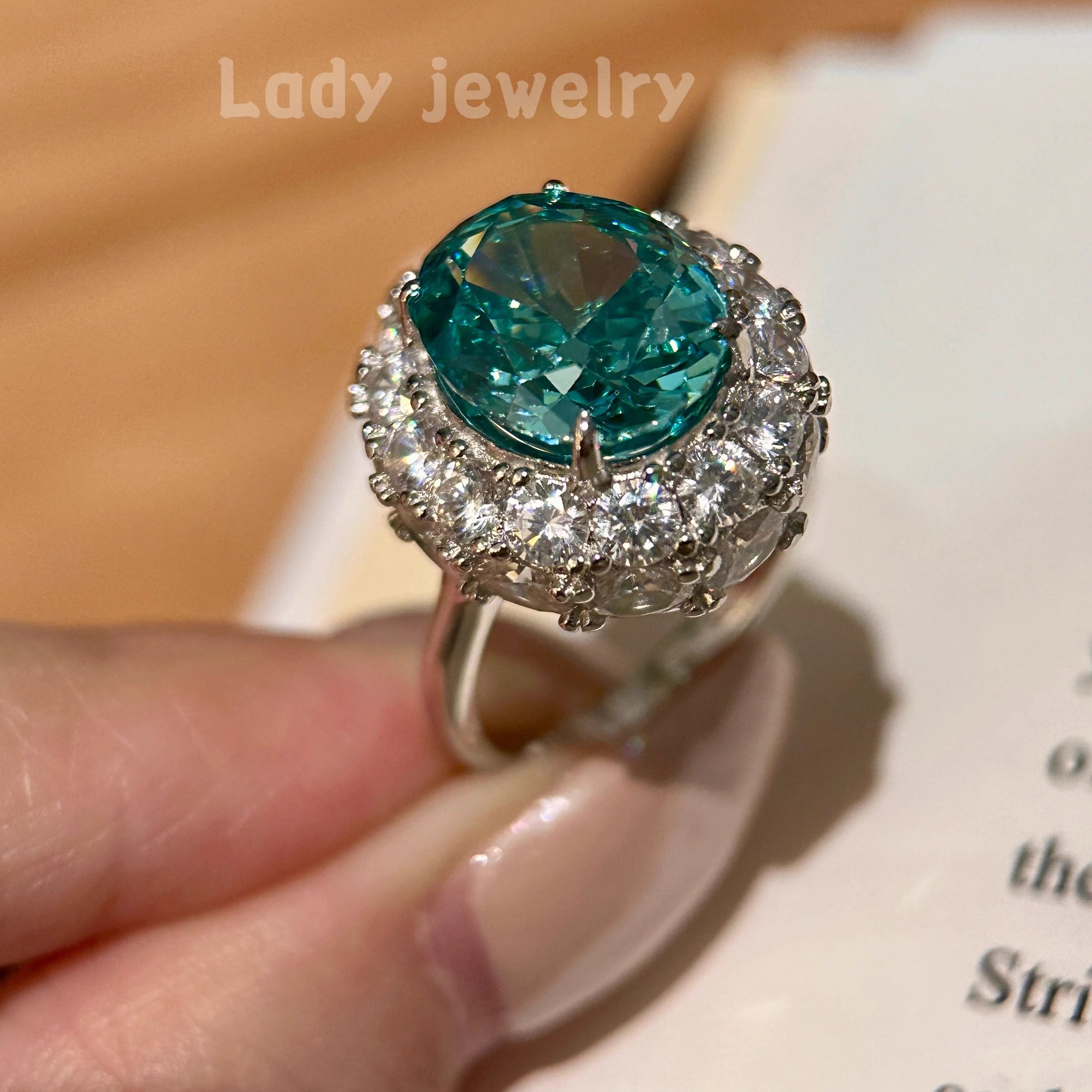 蕾迪「豪镶鸽子蛋」 马尔代夫帕拉伊巴色｜s925银镀金｜满圈钻戒,淘宝优惠券,粉丝福利购,淘宝优惠卷