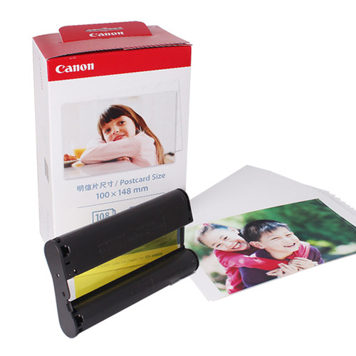 Canon佳能RP-108相纸6寸CP1300 CP1500 CP1200 照片打印机相片纸KP-108IN原装照片纸5寸KL36色带3寸KC36墨盒 - 图0