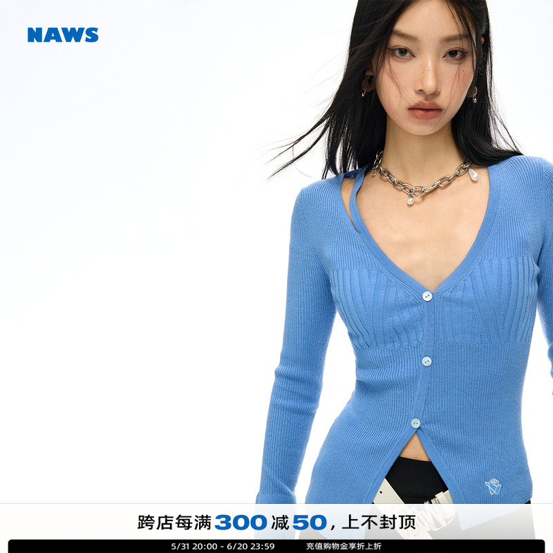 NOTAWEAR 沉迷 精致辣穿搭 阔色镂空长袖羊毛针织开衫 - 图0