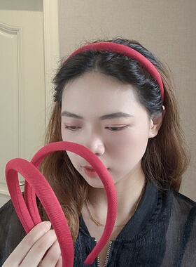 头箍布艺甜美酒红发箍高颅顶显瘦
