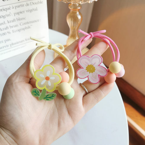 少女夏日花朵系列发绳韩版可爱儿童高弹力头绳耐用马尾皮筋发饰品 - 图1