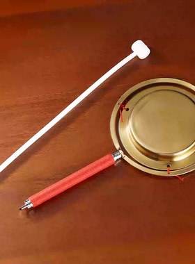 纯铜法器长柄铜铛引磬敲棒