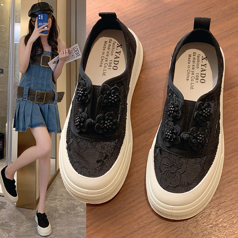 品牌一脚蹬国风女单鞋2025夏新款单网面透气休闲鞋渔夫板鞋小白鞋,淘宝优惠券,粉丝福利购,淘宝优惠卷