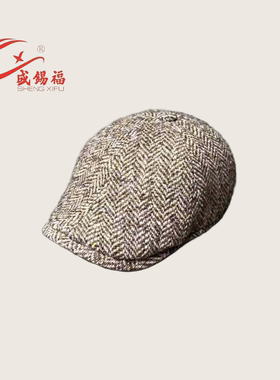 复古格纹男女百搭时尚可调节四季鸭舌帽