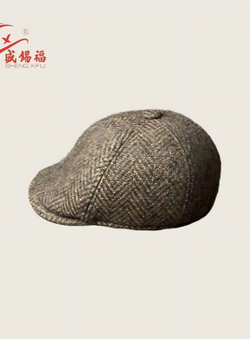 盛锡福秋冬新款复古百搭灯芯绒鸭舌帽男女经典时尚鸭舌帽