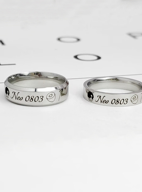 男女通用钛钢日韩免费刻字戒指