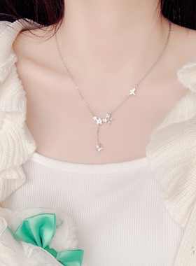 小众蝴蝶花朵项链女款生日礼物