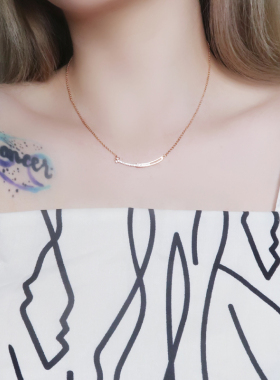 玫瑰金微笑项链女小众设计感轻奢