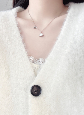 气质贝母扇形项链简约小众设计感
