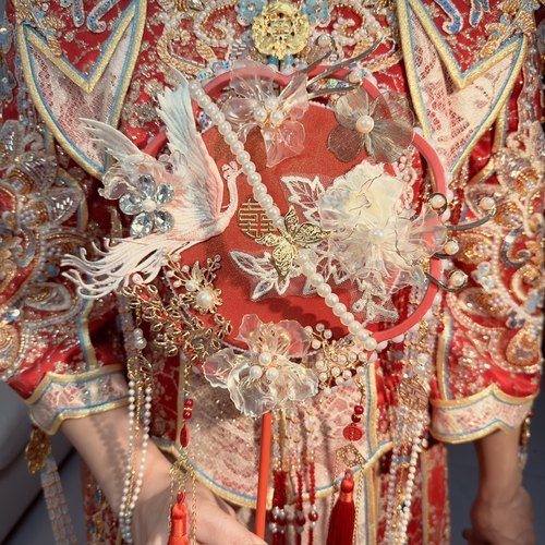 团扇新娘结婚diy材料包中式秀禾扇子喜扇婚礼手工出嫁高级感龙凤 - 图3