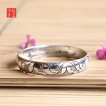 Shouyi simple four-leaf clover 99 pure silver handmade custom fashion silver bracelet girls sterling silver jewelry temperament silver bracelet