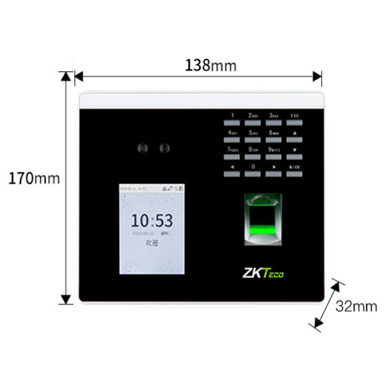 ZKTeco熵基xface100 中控可见光动态人脸识别考勤机 人脸面部考勤