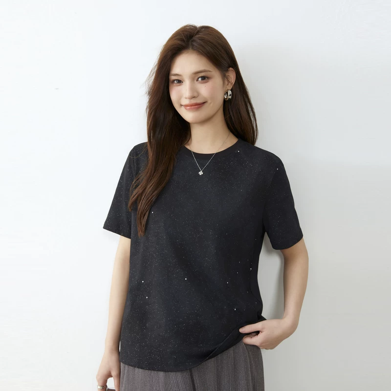 纤莉秀 Cotton T-shirt, summer clothing, plus size, high-quality style