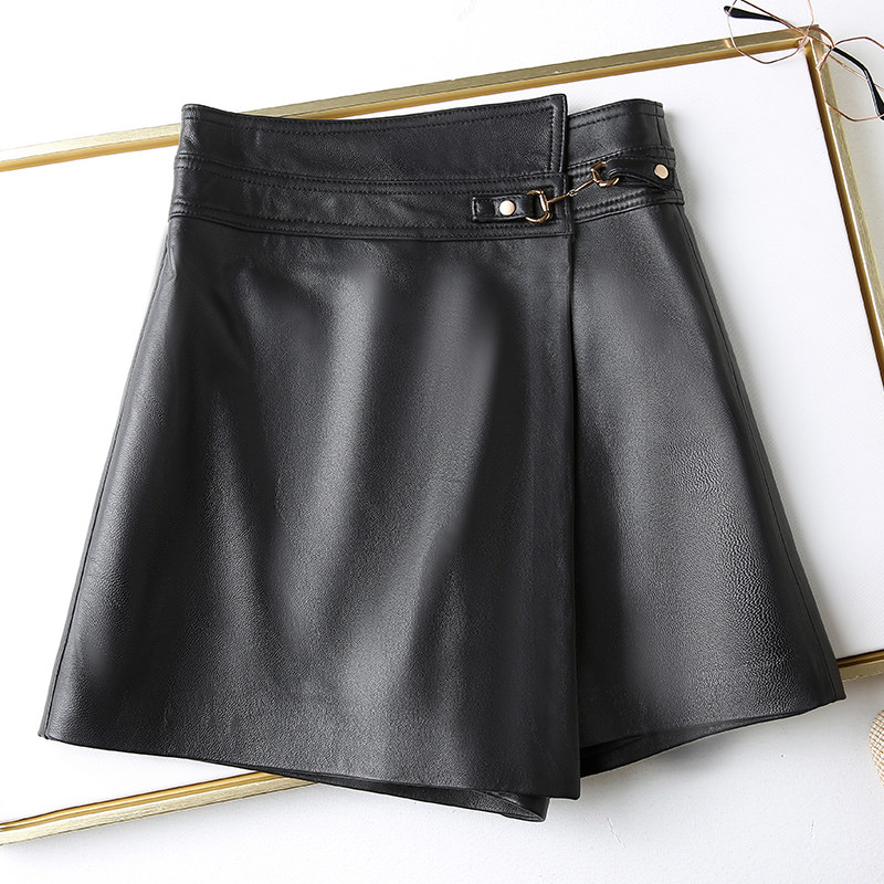 不规则高腰真皮皮短裤女欧洲站绵羊皮皮裤秋冬新款裤裙时尚皮靴裤,淘宝优惠券,粉丝福利购,淘宝优惠卷