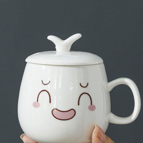 马克杯带盖勺咖啡杯家用情侣喝水杯杯子男生女生办公室茶杯 - 图1
