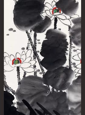 朵莲精舍玄关挂画纯手绘荷花国画