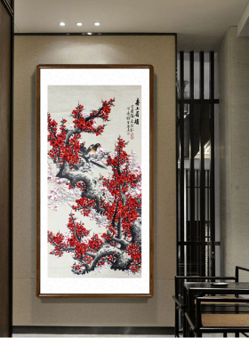 手绘梅花国画喜鹊朵莲精舍保真迹