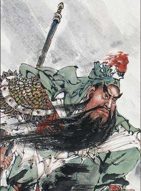 手绘国画关公像财神挂画朵莲精舍