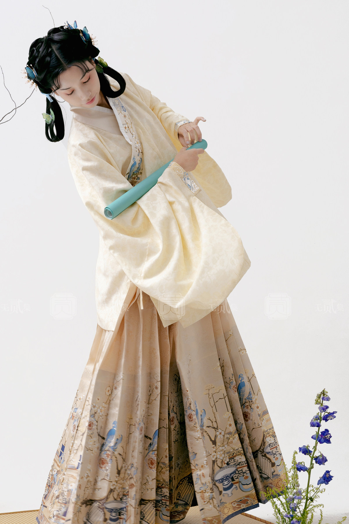 无贰集【一笺锦】交领袄琵琶袖文房花鸟马面裙日常明制汉服秋冬,淘宝优惠券,粉丝福利购,淘宝优惠卷