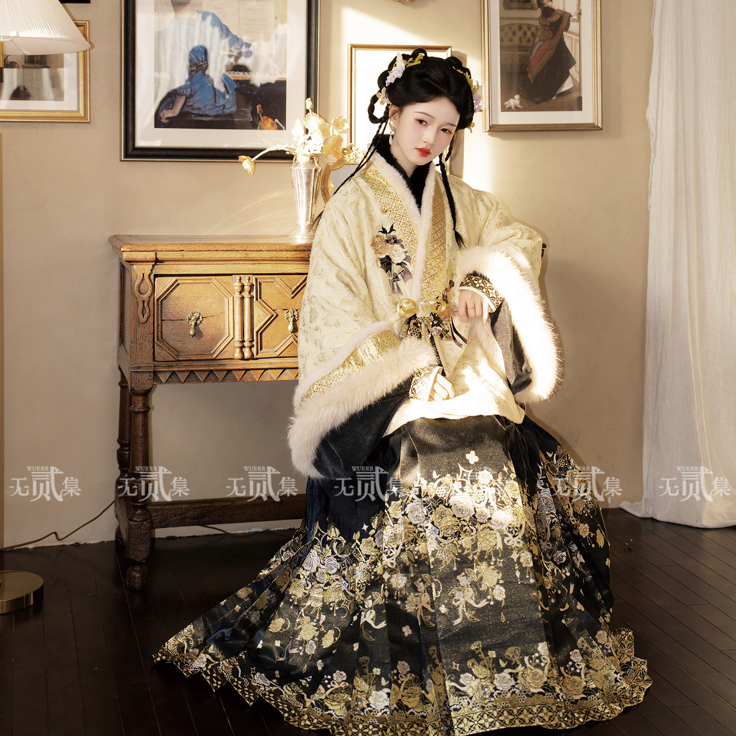 无贰集【月光手信】明制对交短袄玫瑰马面裙黄黑日常通勤秋冬汉服,淘宝优惠券,粉丝福利购,淘宝优惠卷