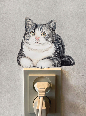 北欧insi英伦水彩复古乡村风猫家动物喵咪卧室插画自粘墙贴纸