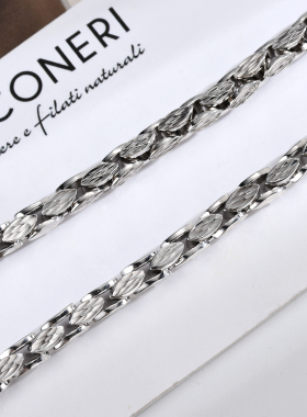 同款铂金四方卡地项链男