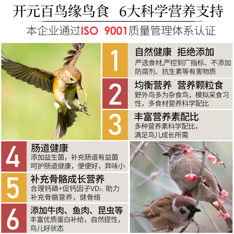 开元牌百鸟缘通用型鸟食八哥鸟饲料麻雀喜鹊野鸟粮芦丁鸡鸟料500g,淘宝优惠券,粉丝福利购,淘宝优惠卷