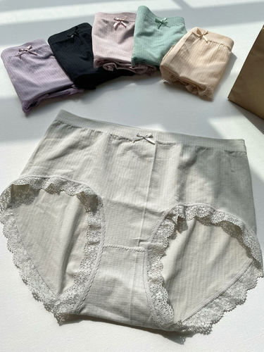 极简风 宽松加肥加大码中高腰内裤女吸汗石墨烯纯棉裆三角裤纯色 - 图2