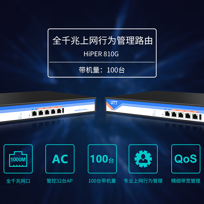 UTT艾泰810G多WAN口智能QOS上网行为管理PPPOE服务器WEB认证酒店wifi覆盖家用商用网吧出租企业级千兆路由器-图0