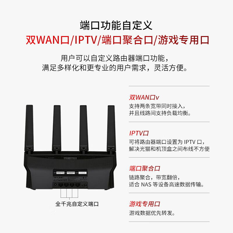 TP-LINK路由器家用高速无线WiFi6穿墙AX5400双频5G千兆Mesh分布式网络别墅大户型宿舍路由器TL-XDR5410易展版-图3