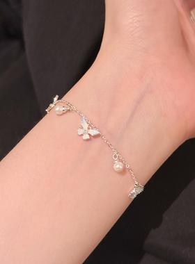 蓝色渐变蝴蝶手链女森系时尚甜美精致手饰百搭配饰2025年新款