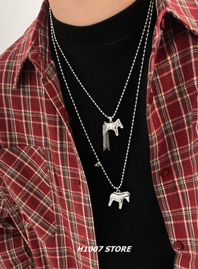 立体小马定制款小众设计男项链女冷淡风锁骨链嘻哈长款马年毛衣链