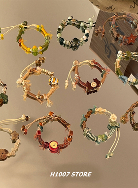 新中式国风编绳陶瓷女手链男小众设计手作编织手绳民族风情侣手饰