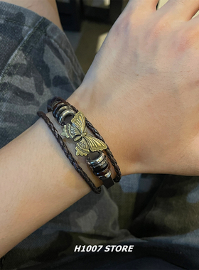 复古民族做旧蝴蝶手绳女手链男小众设计高级感手串手环情侣款手饰