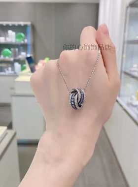 水晶镶钻奥地利环环相扣双环项链