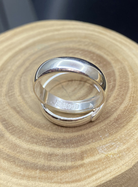 银男女足银999素圈活口传统戒指