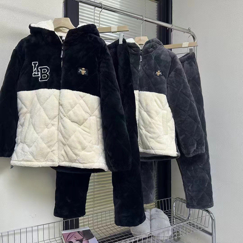 佰伦世家情侣睡衣拉链连帽家居服青年冬季加厚三层保暖珊瑚绒夹棉,淘宝优惠券,粉丝福利购,淘宝优惠卷