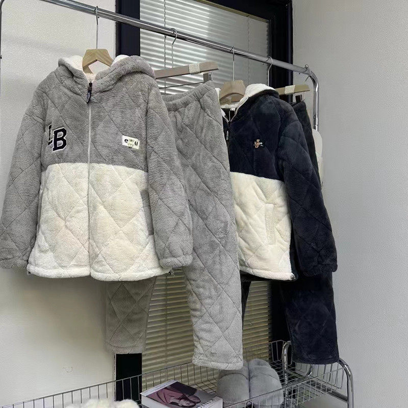 佰伦世家情侣睡衣拉链连帽家居服青年冬季加厚三层保暖珊瑚绒夹棉,淘宝优惠券,粉丝福利购,淘宝优惠卷