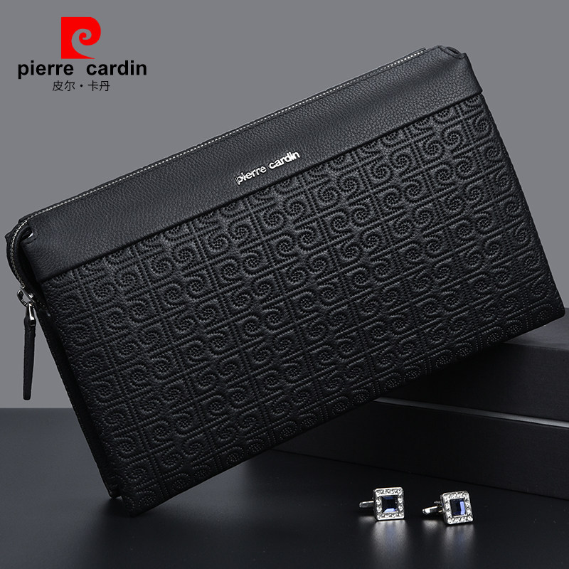 皮尔卡丹真皮软商务手拿包男夹包 黛碧箱包男士包袋