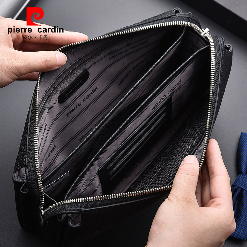 皮尔卡丹真皮软商务手拿包男夹包 黛碧箱包男士包袋