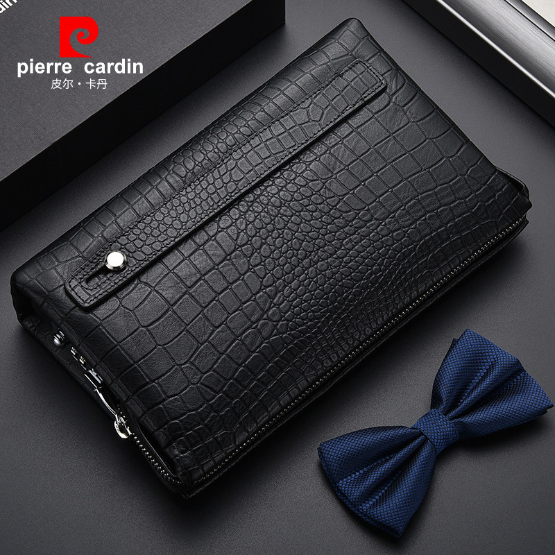 皮尔卡丹真皮密码锁男士手拿包男包 黛碧箱包男士包袋