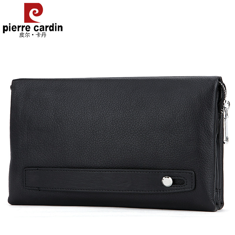 皮尔卡丹真皮商务养殖鹿皮手拿包 黛碧箱包男士包袋