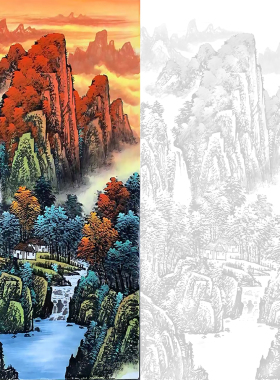 定制国画山水画底稿国画临摹山水画白描底稿国画白描底稿国画临摹