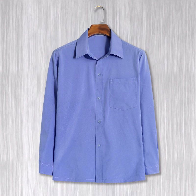 Spring and autumn loose long-sleeved polycotton shirts for middle-aged and elderly men