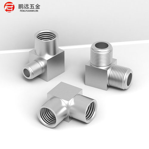 304/316不锈钢加厚方体高压双内丝内外丝接头数控直角弯头G/M/NPT - 图1