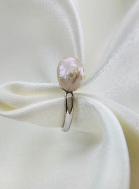 正品淡水珍珠戒指925半银巴洛克刺猬8-9mm微暇精美简约女款包邮