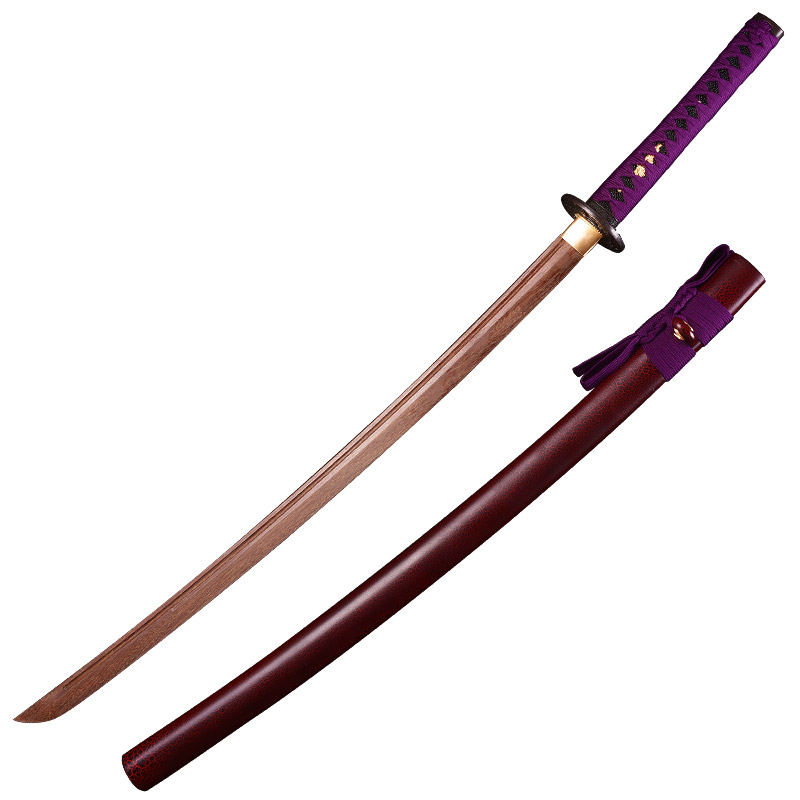 日本武士道武术日式训练木刀带鞘表演道具居合道动漫鸡翅木未开刃